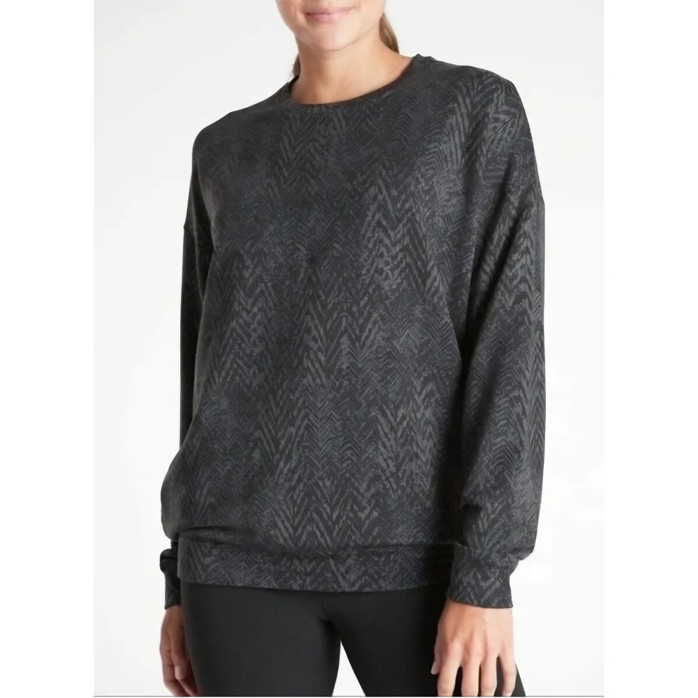 Athleta Gray Herringbone Pattern Studio Sweatshir… - image 3